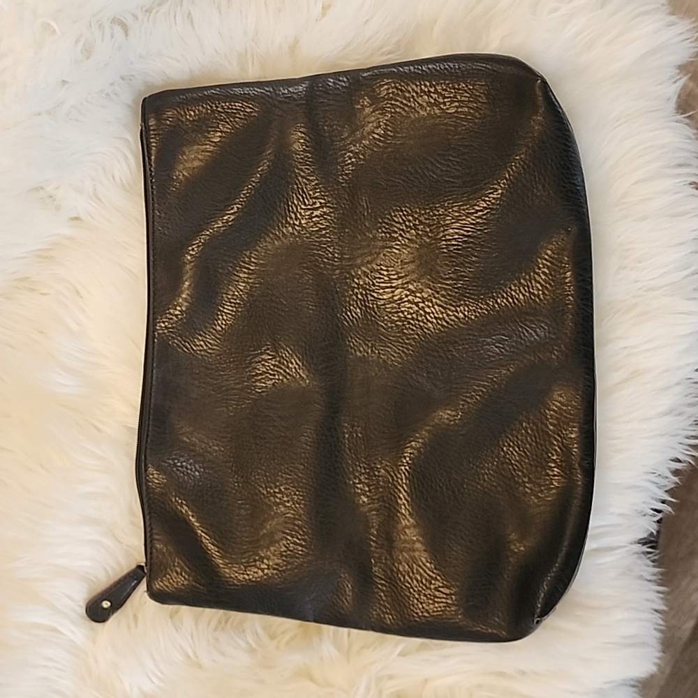 Free People Black Leather Hand Bag 15" x 12" - Picture 2 of 12